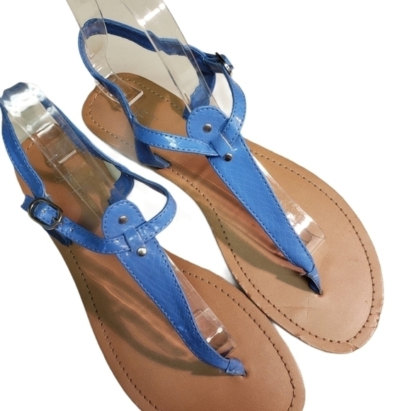 Loft Blue Sandals Size 8‎ Snakeskin Pattern Silverstone - Picture 4 of 12
